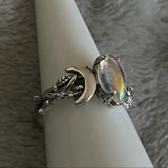 🆕 S925 Sterling Silver Wiccan Pagan Moonstone Triple Goddess Moon Ring - Picture 3 of 17